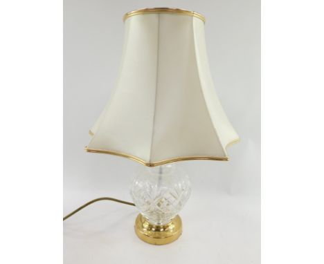 A Hampton small table lamp, possibly Waterford crystal, with shade.