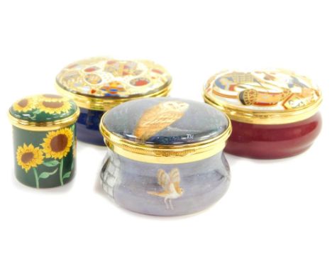 A pair of Crummles and Company enamel boxes, for Royal Crown Derby, decorated with teddy bears, limited edition 750, further 