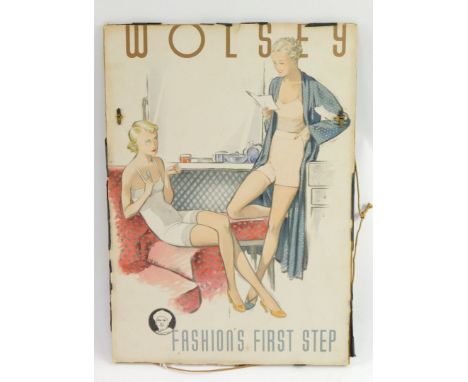 A mid 20thC advertising card for Wolsley, Lady's Underwear, Fashions First Step, 35cm high, 25.5cm wide.