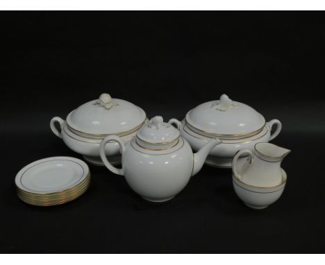 A pair of Royal Worcester porcelain vegetable tureens and covers decorated in the Contessa pattern, together with a teapot, c