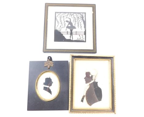Dorothy Turton (British, 20thC). miniature silhouette portrait of a gentleman in a wig, signed verso, 10.5cm high, 8cm wide, 