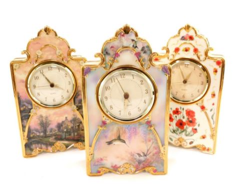 A Bradex Heirloom porcelain clock In Flanders Field, limited edition, A1776, a mantel clock Garden Whispers, by Larry Martin,