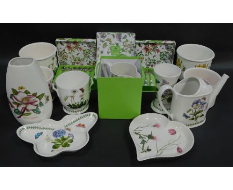 A group of Portmeirion pottery decorated in the Botanic Garden pattern, including four canape dishes, six teaspoons and pastr