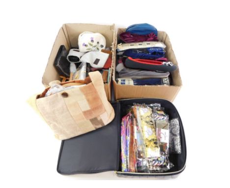 Various lady's fashion slippers, some in original packaging to include Isotoner, vanity ware, evening bags, Stratton case, va