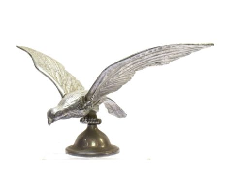A LARGE FLYING PIGEON HOOD ORNAMENT OR CAR MASCOT  of cast aluminium or light alloy three-part construction, with arched feat