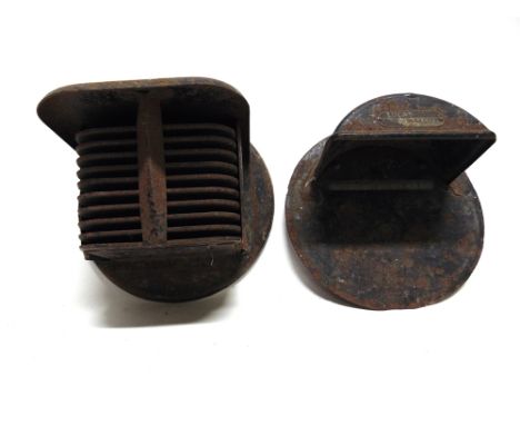 A SECOND WORLD WAR VEHICLE OR MOTORCYCLE BLACKOUT 6.5' HEADLAMP COVER BY V. HARTLEY  retaining its black wartime paint finish