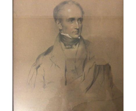 After E.U. Eddis, Lord King, 1833, portrait print (water damage), in ebonised and gilt glazed frame (48cm x 37cm)
