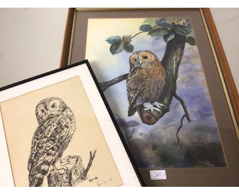 Roger Lee, watercolour, signed bottom right, in glazed frame (54cm x 38cm) and a signed print by the same hand dated 1981 (2)
