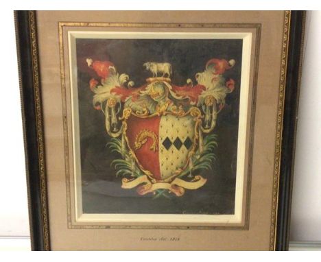 Cousins, Del. 1818, Coat of Arms, print, in gilt composition frame (22cm x 19cm)