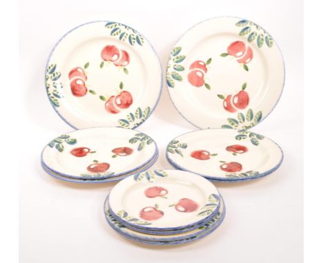 Poole Pottery - A collection of contemporary plates, of various sizes with cherry print for decoration. Dishwasher, oven and 