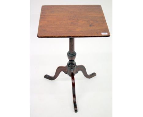 A 19TH CENTURY MAHOGANY SQUARE TOPPED TRIPOD OCCASIONAL TABLE 47cm wide