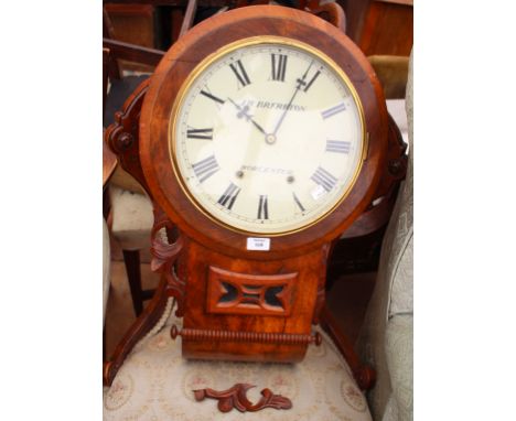 A 19TH CENTURY AMERICAN WALNUT CASED DROP DIAL WALL CLOCK the dial with Roman numerals signed J.W. Brereton, Worcester, the m
