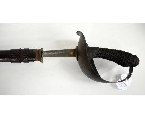 A HENRY WILKINSON, PALL MALL, LONDON BRITISH CAVALRY OFFICERS SWORD 1908 pattern with single piece engraved hilt, fish skin w