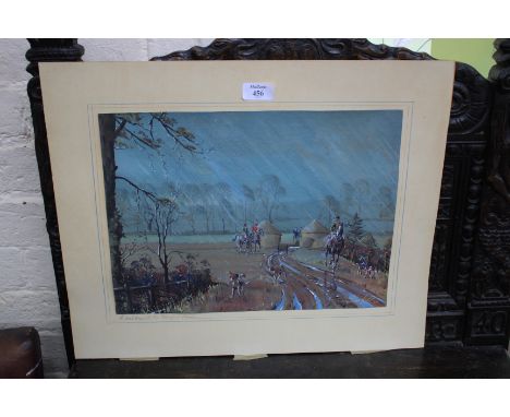 GRAHAM SMITH Hunting scene, gouache on paper, dated 1946, 28cm x 38cm