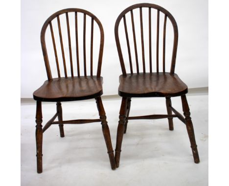 A MATCHED SET OF SIX STICK BACK ELM SEATED KITCHEN CHAIRS (6)