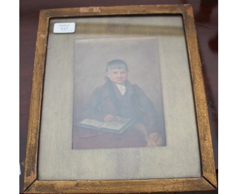 A LATE 19TH CENTURY PORTRAIT of a gentleman reading, oil on panel, 21cm x 16cm and two further portraits.