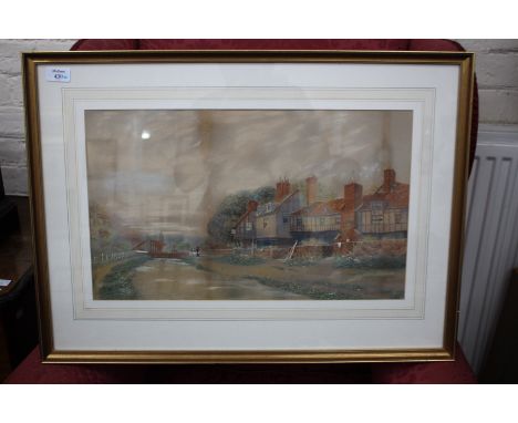 J.L. STEWART, EARLY 20TH CENTURY ENGLISH SCHOOL, WATERCOLOUR of a lock side scene, watercolour on paper, signed lower right 3