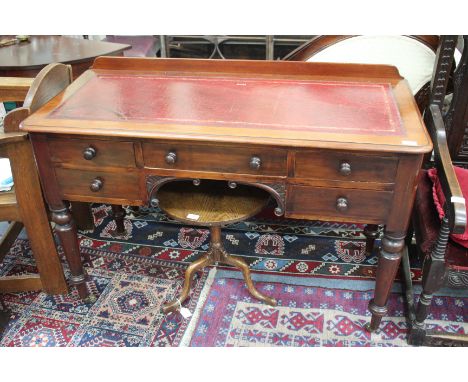 A VICTORIAN MAHOGANY WRITING DESK the red leather inset top over five various drawers arranged around a kneehole and standing