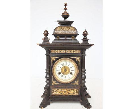Early German wooden mantle clock 52cm