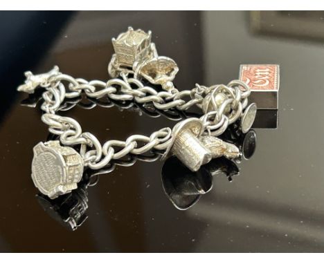 Silver charm bracelet 39g 