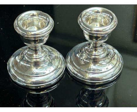 Pair of silver dwarf candle sticks 126g Height 6 cm 