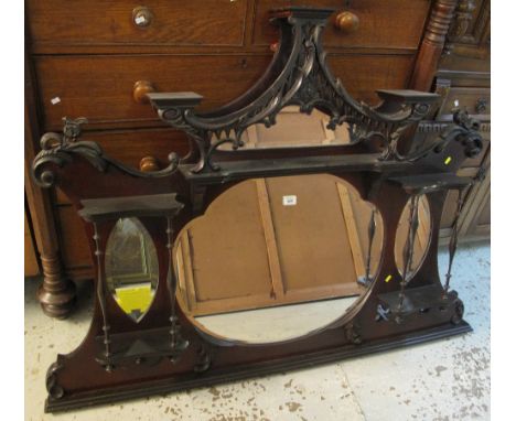 Edwardian stained mahogany over mantel mirror.
