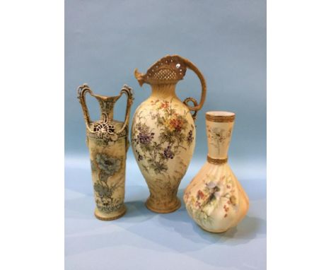 A Royal Worcester vase, puce mark, pattern 1452 and two Austrian vases (3)