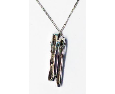 A marked 375 white metal and tiny diamond pendant, on 375 chain - in Pandora box