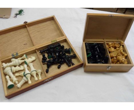 A modern wooden chess set in box - sold with a plastic set similar in board box
