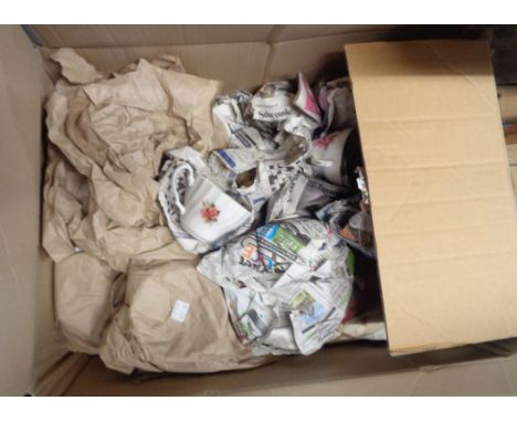 Two boxes containing assorted teaware and other ceramics including Royal Worcester part coffee set