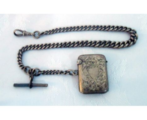 A silver vesta case and a silver Albert watch chain