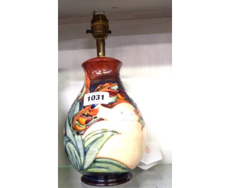 A late 20th Century Moorcroft Red Tulip lamp
