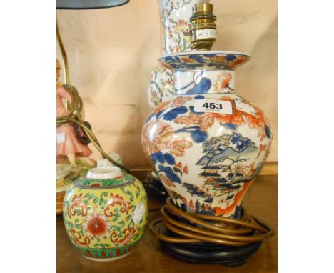 A modern Imari style lamp - sold with a 20th Century Chinese ginger jar, no cover, marks to base