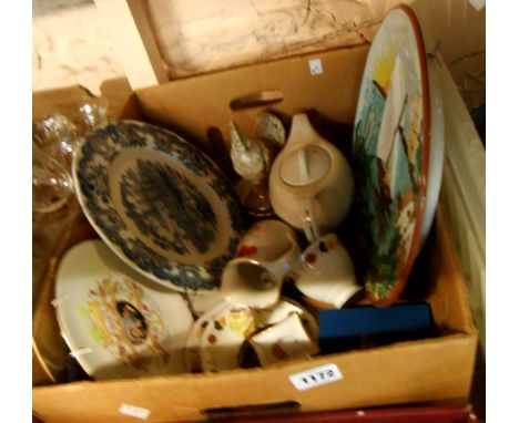 A box containing assorted ceramics including Kernewek, Royal Worcester, Limoges, etc.