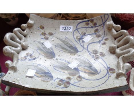 A studio pottery comport and lamp base