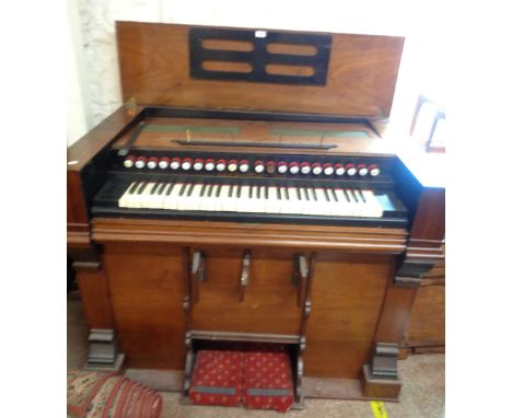 A late Victorian Gilbert L. Bauer of London walnut cased harmonium with double knee levers - for restoration