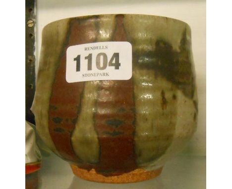 A stoneware vase decorated with coloured glaze and brush work, attributed to Helen Pincombe