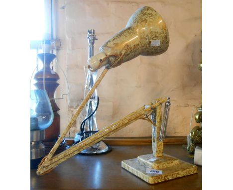 A vintage Herbert Terry Anglepoise desk lamp with gold marbled finish