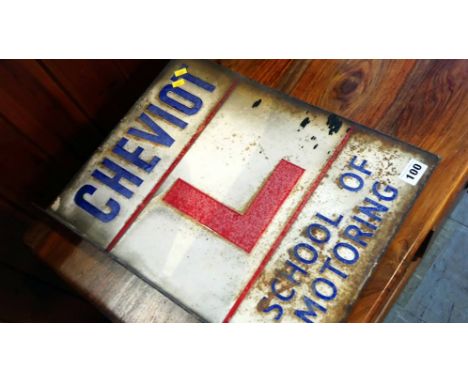 An enamel sign 'Cheviot School of Motoring'