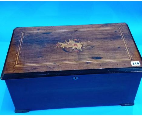 A good quality Swiss inlaid musical box playing ten airs, with bee strikers.