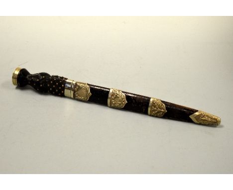 A SCOTTISH DIRK AND SCABBARD, with thistle decoration to blade and applied moulded thistle shield detail to scabbard, crown t