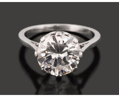 A diamond single stone ring, the modified brilliant-cut diamond weighing 3.39cts to the coronet setting and plain tapering sh