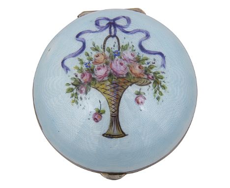 An early 20th century continental silver-gilt and guilloche enamel box and coverLondon import marks for 1910 by Gourdel Vales