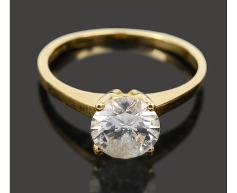 A diamond single stone ring,the brilliant-cut diamond estimated to weigh 1.10 cts, to the four claw coronet setting and plain