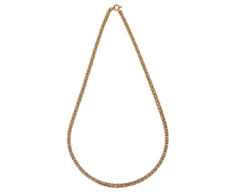 An Italian Byzantine necklace,convention hallmark for 375, with clasp stamped 375total length approx 60cm., weight approx 26g