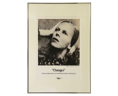 David Bowie: George Underwood (British, b. 1947) 'Changes' promo poster print, signed to margin and dated 2010, framed and mo
