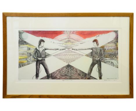 David Bowie: George Underwood (British, b. 1947) 'Ziggy Live in LA' large limited edition print numbered 7/150, signed and da