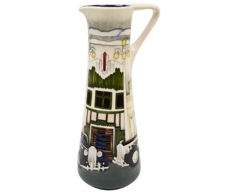 A Moorcroft trial 'Napier' pattern jug, by Paul Hilditch, produced 2018, dated 15.1.18,of tapering form, with tube lined deco