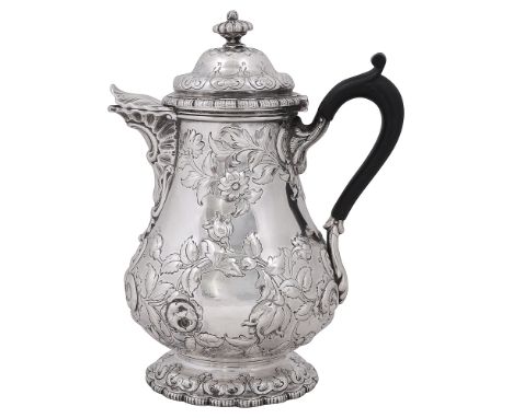 Grosjean &amp; Woodward for Tiffany &amp; Co. A mid 19th century silver hot milk jugc.1854, stamped Tiffany &amp; Co., 8097 G