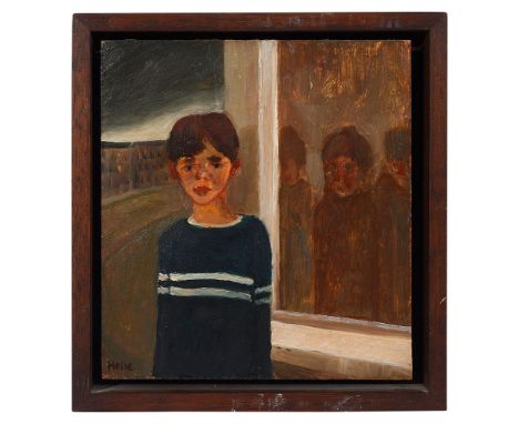 David Hosie (British, b. 1962)'Corner Shop' (portrait of a boy), 1998, oil on panel, signed lower left, inscribed and bearing